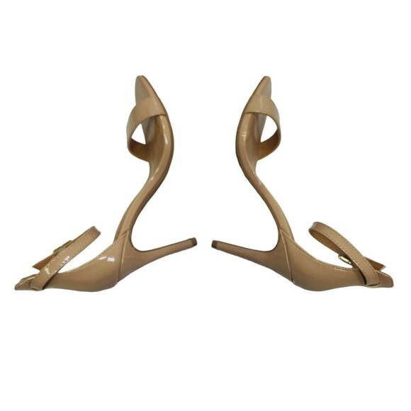 Material Girl Sandals Blaire Patent‎ Faux Leather Beige Open Toe Size 5.5 Tan - Picture 6 of 10